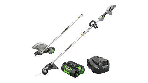 A set of lawnmowers and a battery