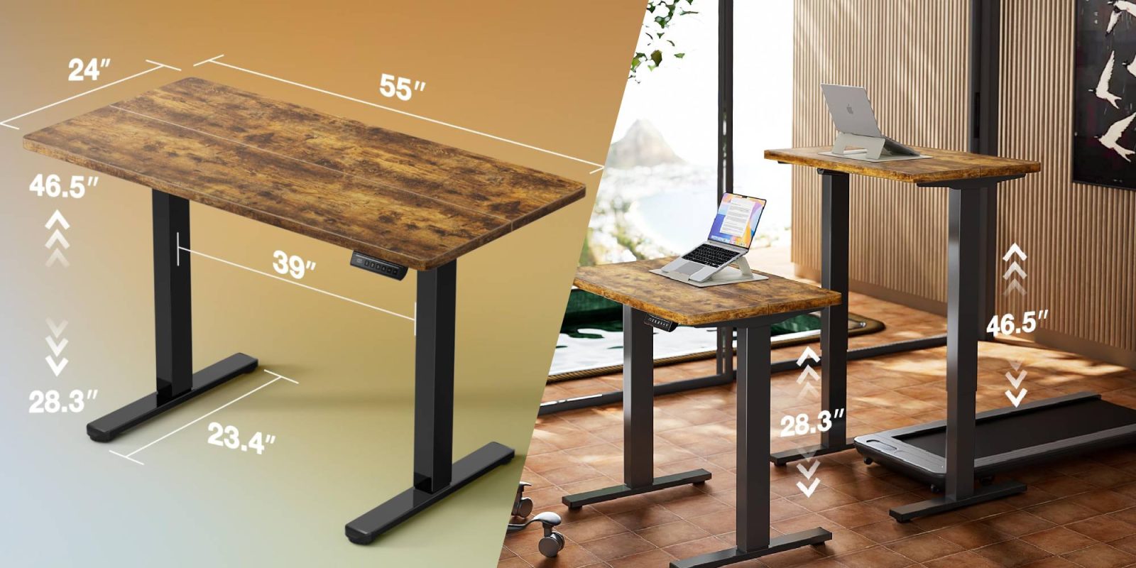 A comparison of a desk with a laptop