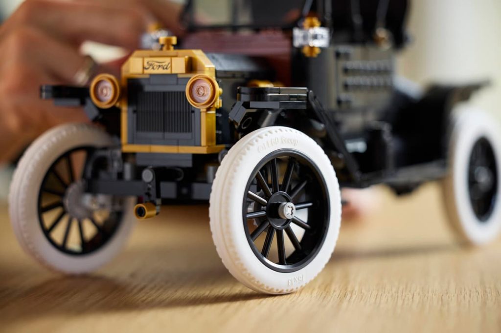A close up of a LEGO Icons Model T