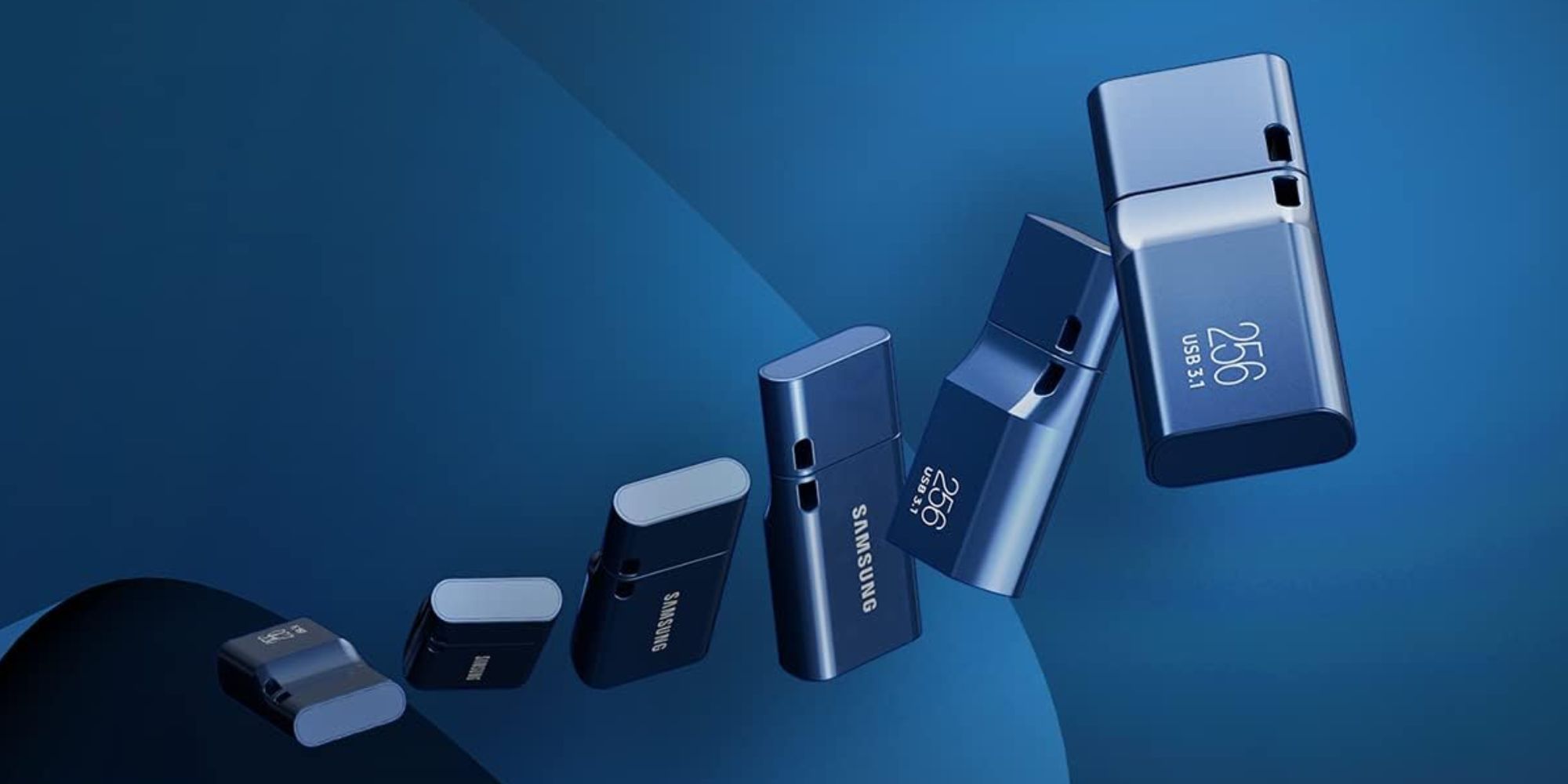 Image showing a render of Samsung's Type-C flash drive in blue.